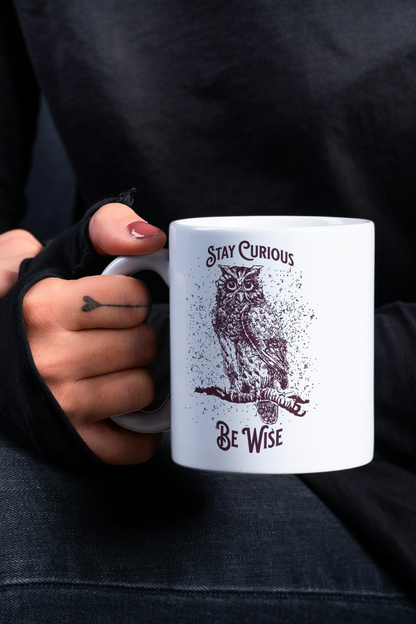 Stay Curious Be Wise – Owl Art 11 Oz Mug
