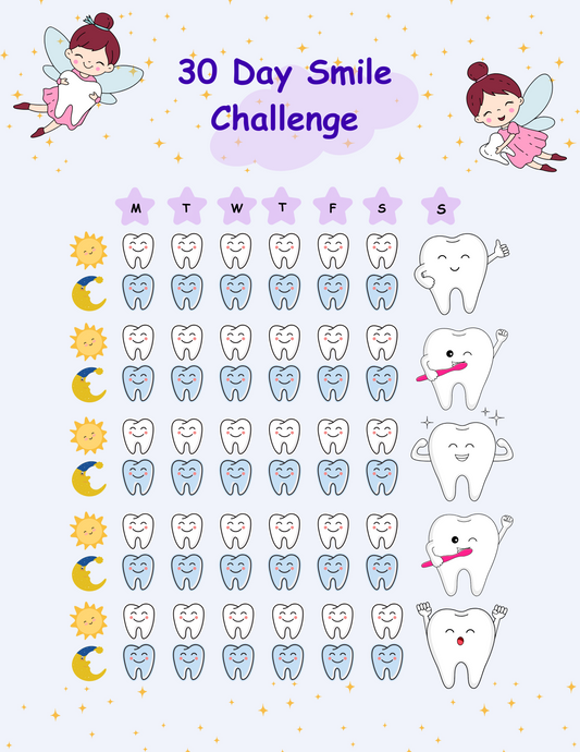 30-Day Smile Challenge Chart for Kids – Toothbrushing Tracker