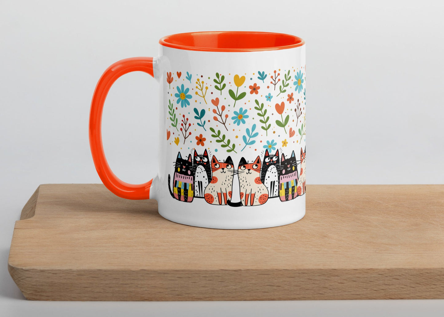 Cute Cat Ceramic Coffee Mug - Colorful Printed Design 11oz/15oz - Dishwasher & Microwave Safe