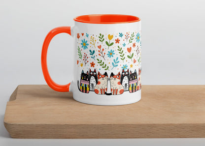 Cute Cat Ceramic Coffee Mug - Colorful Printed Design 11oz/15oz - Dishwasher & Microwave Safe