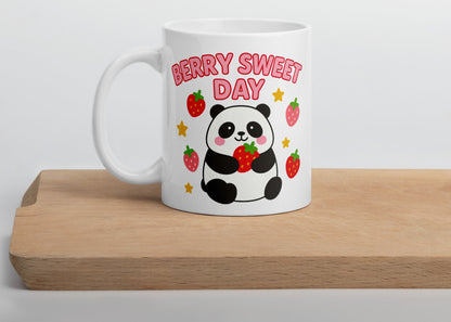 "Berry Sweet Morning" Strawberry Coffee Mug – 11oz Cute Ceramic Mug for Fruit Lovers
