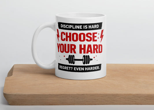 “Choose Your Hard” Motivational Coffee Mug – 11oz Ceramic Mindset Mug